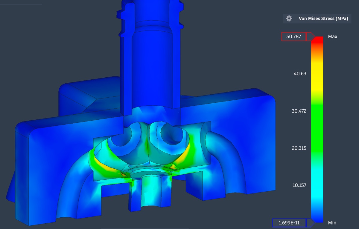Finite element von Mises stress plot of the manifold cross-section