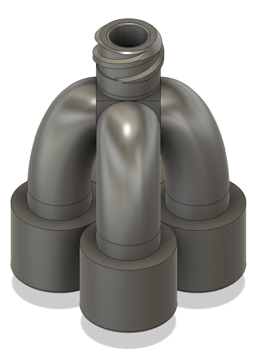 CAD render of the 4-nozzle manifold
