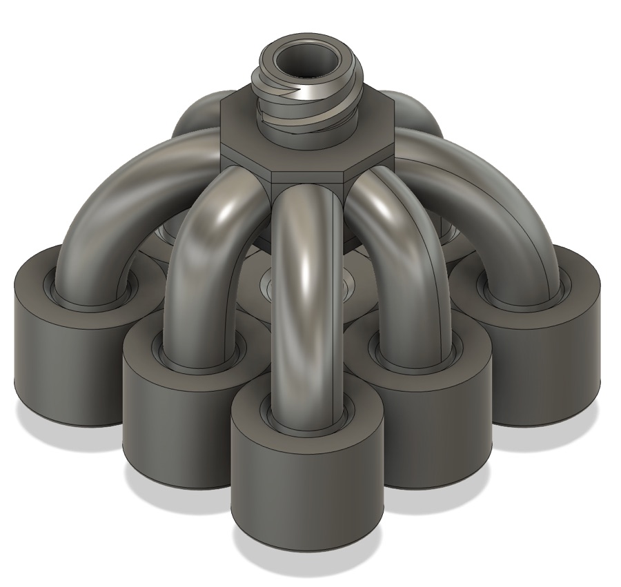 CAD render of the 9-nozzle manifold