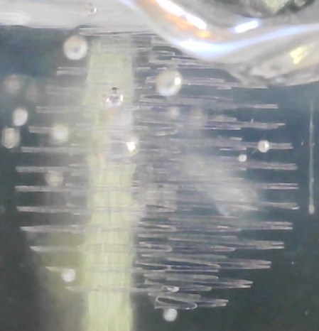 Close-up of a single printed skein suspended in gel